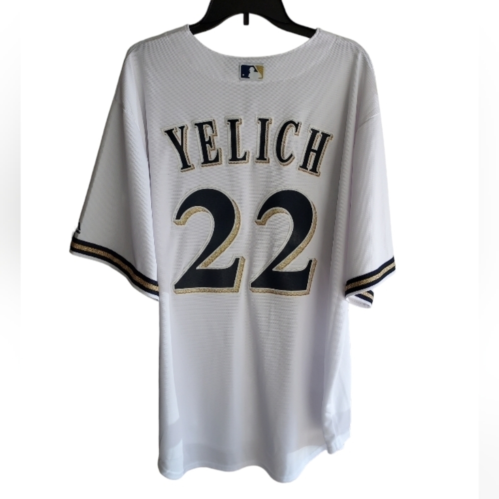 Majestic MLB Brewers Christian Yelich white jersey